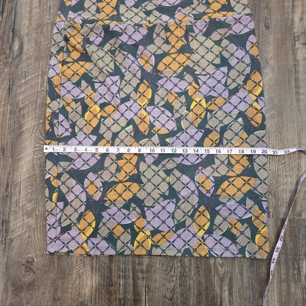 LuLaRoe Cassie Pencil Skirt 2XL Geometric Circle Print Green Gold Purple - Picture 6 of 7